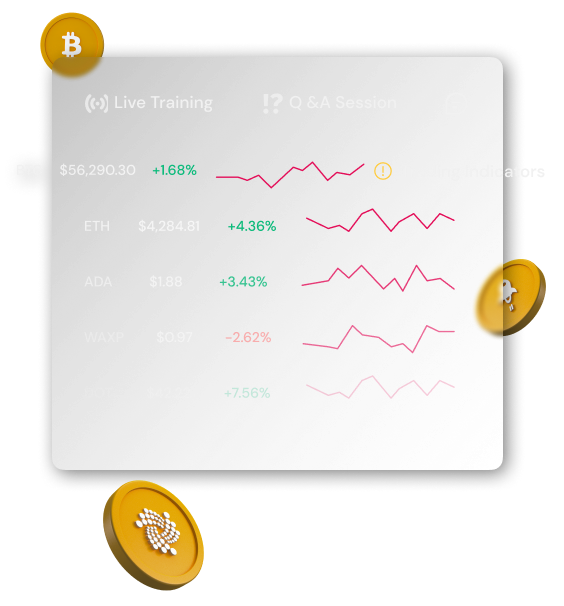 Live day trade crypto indicator board with a transparent background showing trading indicators for Ethereum and other cryptocurrencies.