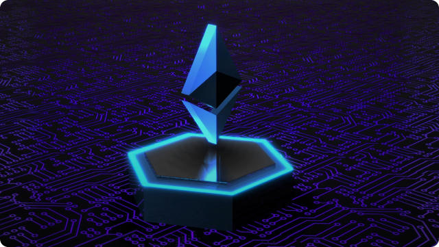 Ethereum logo 3D Illustration.