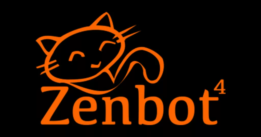 zenbot - free crypto trading bot logo image with orange logo and black background.